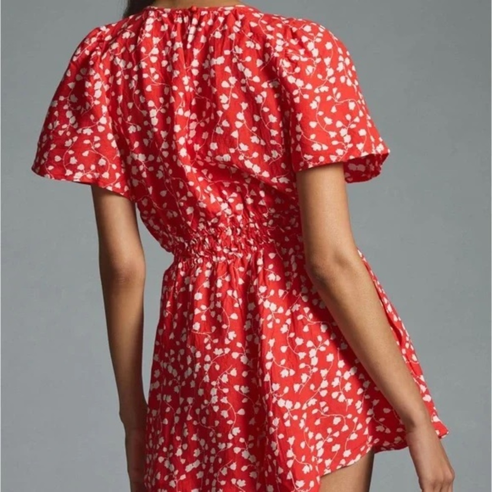 Sugarlips anthropology Red floral Mini Dress women size medium - Picture 7 of 10